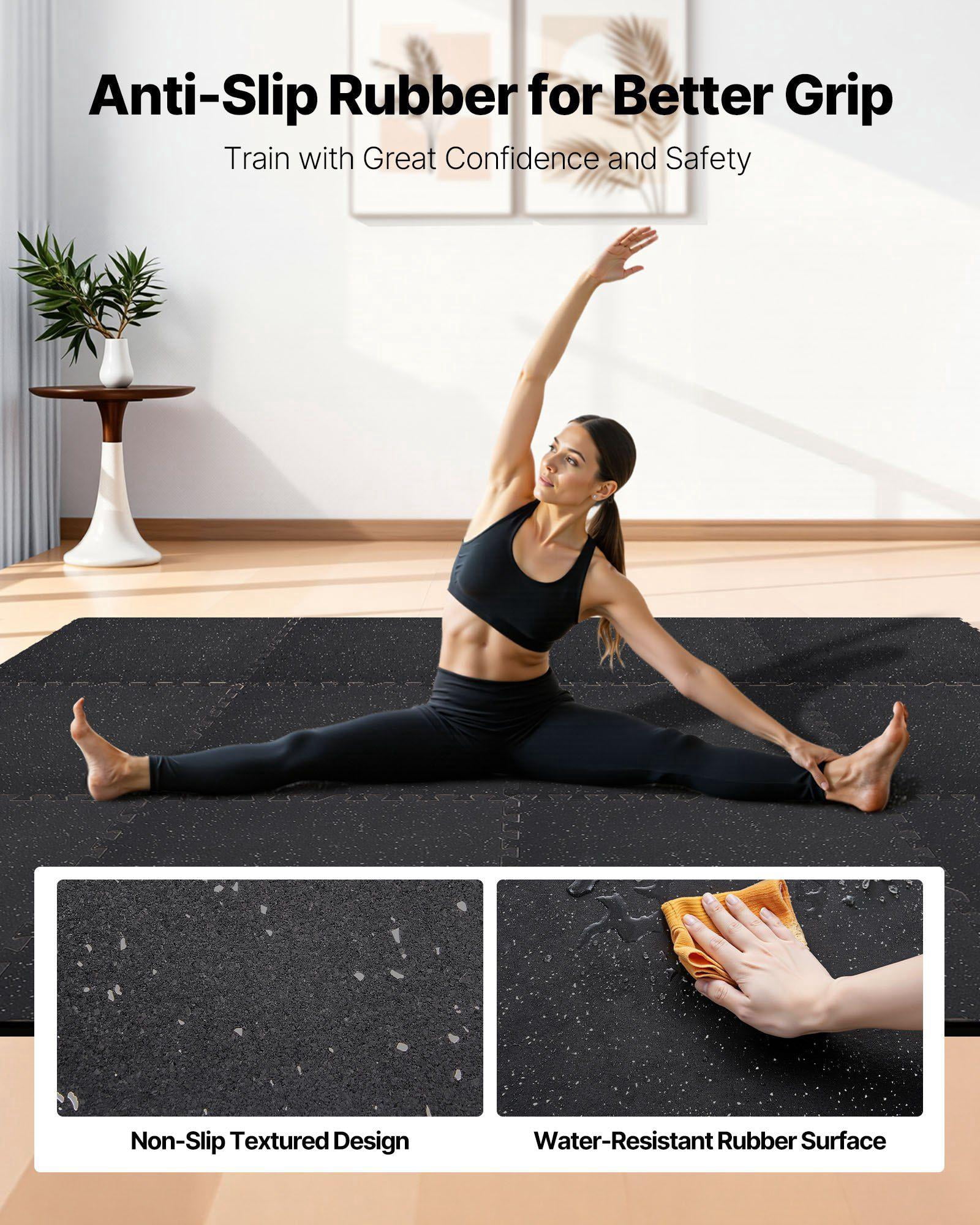 24 PCS High Density EVA Foam Interlocking Exercise Mat Set 24x24x0.56 in Protective Floor Padding with White Dots for Home Gym Office Fitness