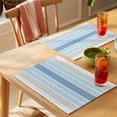 thumbnail image 4 of Blue Striped Placemats Set of 12 Modern Minimalist Gradient Lines Aesthetic Place Mats Indoor Wipeable Table Mats Washable Cloth Dining Table Placemats for Kitchen Holiday Party Home Decor 13x19 Inch, 4 of 9