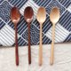 thumbnail image 5 of EeaseMX cucharas largas de madera para sopa, cucharones, cucharas para servir comida, utensilios de cocina para casa, restaurante, color amarillo claro y marrón., 5 of 7