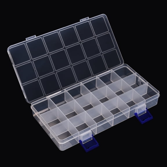Plastic Bead Storage Container 18 Compartment Organizer Boxes Rectangle Clear 21.5x11x3cm