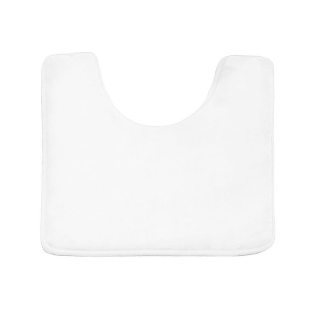 Clara Clark Bath Mat Bathroom Rug - Absorbent Memory Foam Bath Rugs - Non-Slip, Thick, Cozy Velvet Feel Microfiber Bathrug, Plush Shower, Toilet- Floor Bathmats Carpet - White - Contour Size 24"x20"