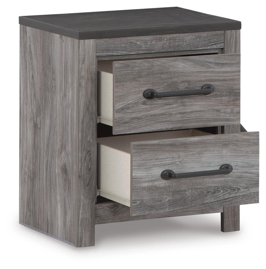 Signature Design by Ashley Contemporary Bronyan 2 Drawer Nightstand, Dark Gray