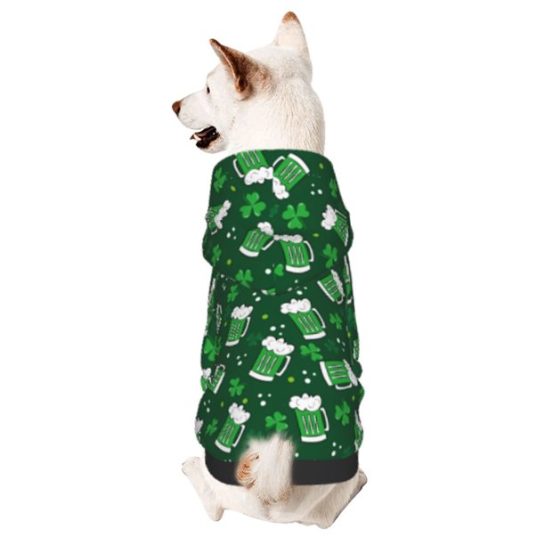 Fotbe Happy St. Patrick's Day Sudadera con Estampado para Perros Pequeños – Suéter con Capucha para Mascotas, Tela Suave de Forro Polar con Bolsillo-Small
