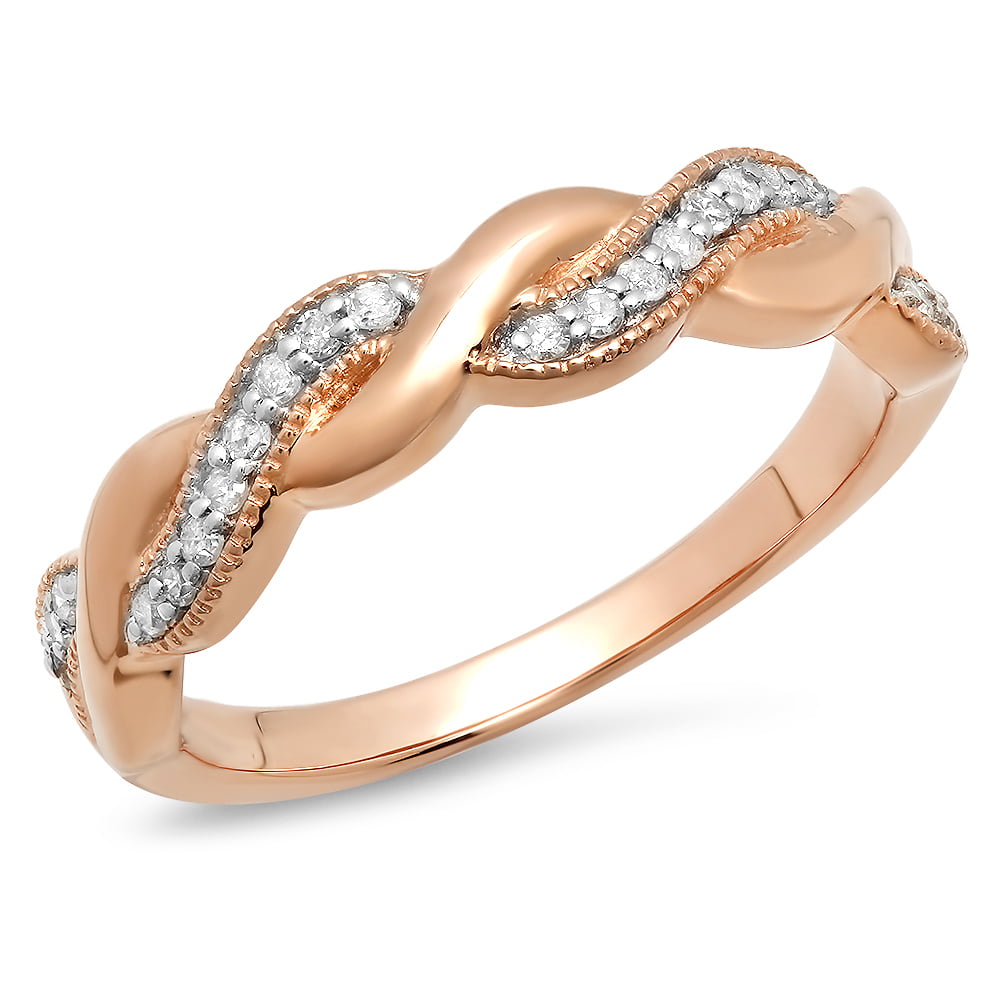10k Gold Round Diamond Ladies Anniversary Wedding Band Stackable Ring Dazzlingrock Collection 0.15 Carat ctw
