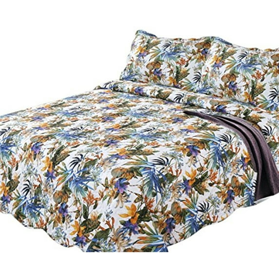 Peach Couture Home Collection Floral Patterned Quilt Comforter Set