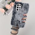 thumbnail image 6 of Compatible with Galaxy S24 Ultra Case Cute Plush Furry Case with Glitter Lanyard Strap Bling Diamond Camera Lens Protection Soft Fluffy Shockproof Cover for Women Girls, Purple, 6 of 10