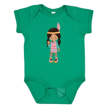 

Inktastic Native American Girl Cute Girl Brown Hair Gift Baby Girl Bodysuit