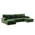 thumbnail image 2 of 110" Oversized U-Shaped Sofa, Modern Sectional Sofa with Soft Padded Seat, 4 Seat Modular Sofa Couches with 2 Chaise Lounges & Golden Metal Legs, 800lbs Capacity, for Living Room, Green, 2 of 7