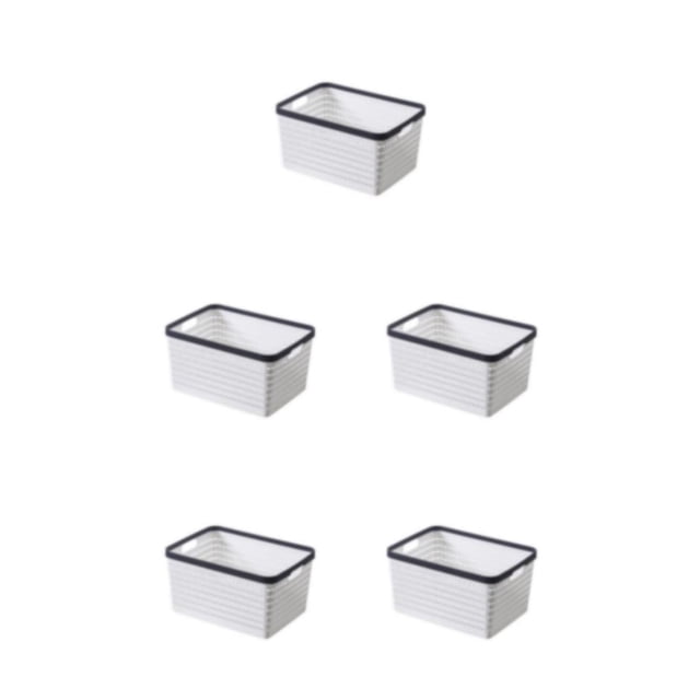 Wweixi Space-Saving Solution Nest-able Storage Basket For Neatly Storing PP Storage Box Cabinet Baskets white mini 5Set