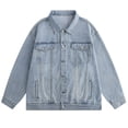 thumbnail image 2 of HOOMEUMY Mens Light Jackets Button Down Casual Cotton Barn Jacket Vintage Military Fall Outwear with Pockets, 2 of 7