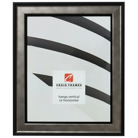 Craig Frames Atlas, Antique Pewter and Black Picture Frame, 12 x 18 Inch