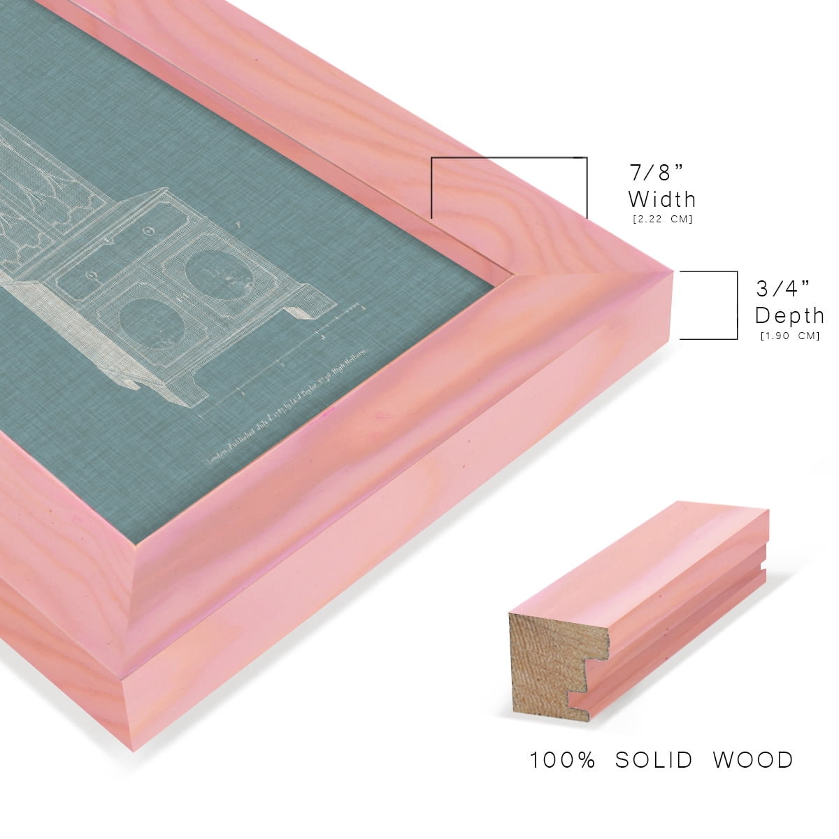 Hepplewhite Desk & Bookcase III - Framed Print w/glass - Sunset Pink