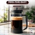 thumbnail image 4 of Utopia Kitchen Borosilicate Glass French Press Coffee Maker 34 Oz, Heat-Resistant Cafetiere & Tea Maker, Thickened Glass Coffee Press for Travel and Camping, Black, 4 of 7