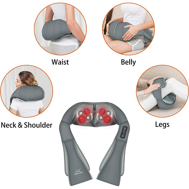 Snailax Shiatsu Neck Shoulder Massager with Heat, Deep Kneading Electric Back Massager, Gifts for Women Men, Size: 5.1 x 15.7 x 21.3, Black