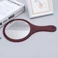 thumbnail image 3 of 1PC Handheld Mirror Wooden Frame Cosmetic Mirror Makeup Mirror for Women Girls Coffee, 3 of 8