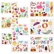 9 Sheets Hawaiian Day Stickers Summer Window Clings for Glass Windows Decor Home+decor Decoration Child