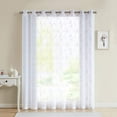 thumbnail image 2 of WARM HOME DESIGNS 1 Sheer White Faux-Linen Sliding Door Curtain Panel with Stitched Silver Leaf Embroidery. M Silver Patio 84, 2 of 5