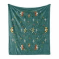 thumbnail image 1 of Floral Soft Flannel Fleece Throw Blanket, Ornamental Flowers Design Flourishing Streaks, Cozy Plush for Indoor and Outdoor Use, 60" x 80", Teal Dark Orange, by Ambesonne, 1 of 5
