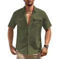 thumbnail image 2 of Mens Short Sleeve Button Down Linen Shirt with Spread Collar and Dual Chest Pockets for Casual or Office Wear, 2 of 6