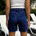 thumbnail image 6 of felwors Women's High Waist Beige Denim Shorts 2026 Trendy Raw Hem Stretchy Casual Shorts for Daily Vacation Wear（Dark Blue， XL）, 6 of 7