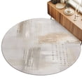 thumbnail image 2 of Round Rugs 4Ft, Beige Abstract Round Area Rug Washable Indoor Throw Carpet, Modern Gradient Mottled Vintage Stripes Soft Non Slip Circle Rug for Kitchen Nursery Room Home Decor Aesthetic, 2 of 8