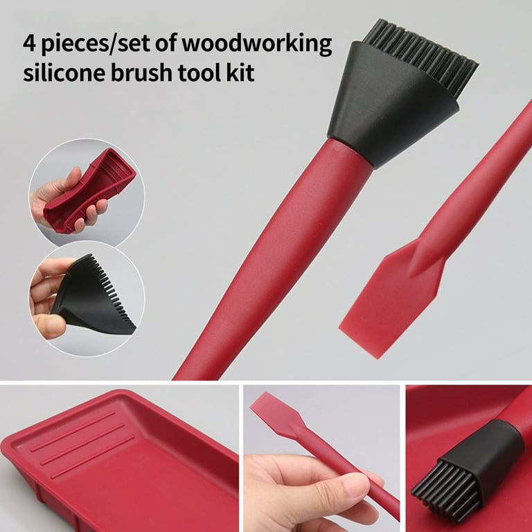DoubleYi Wood Glue Brush 4Pcs Painting Tough Compact Silicone Glue