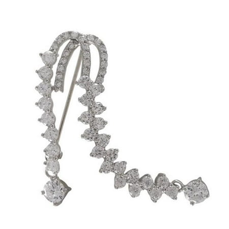 Dlux Jewels Rhodium Plated Sterling Silver White Cubic Zirconia Brooch & Pin