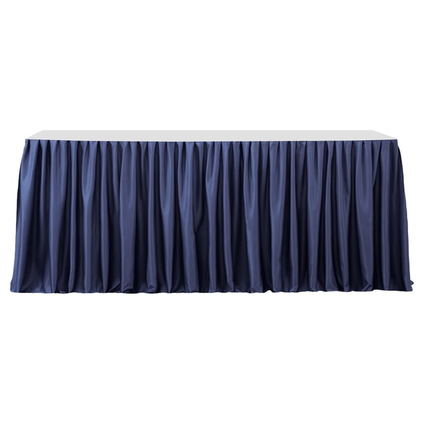 Faldón de mesa de 1,8 m para mesas rectangulares, mantel plisado resistente a las arrugas, mantel reutilizable con volantes.