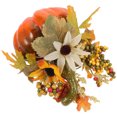 thumbnail image 5 of FELTECHELECTR 1 pieza de girasol artificial para Halloween, hoja de arce, decoración de calabaza para fotografía, accesorios decorativos para el hogar otoñal (QJ703 girasol verde curvo, melón), 5 of 5