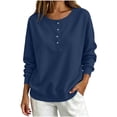 thumbnail image 2 of ZHYou Womens Long Sleeve Sweatshirts Henley Half Button Collared Loose Fit Drop Shoulder Casual Pullover Tops,Navy,Size S, 2 of 7