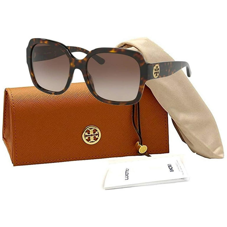 Tory Burch TY7140 172813 57M Dark Tortoise Light Brown Dark Brown Gradient Square Sunglasses For Women FREE Complimentary Eyewear Care Kit