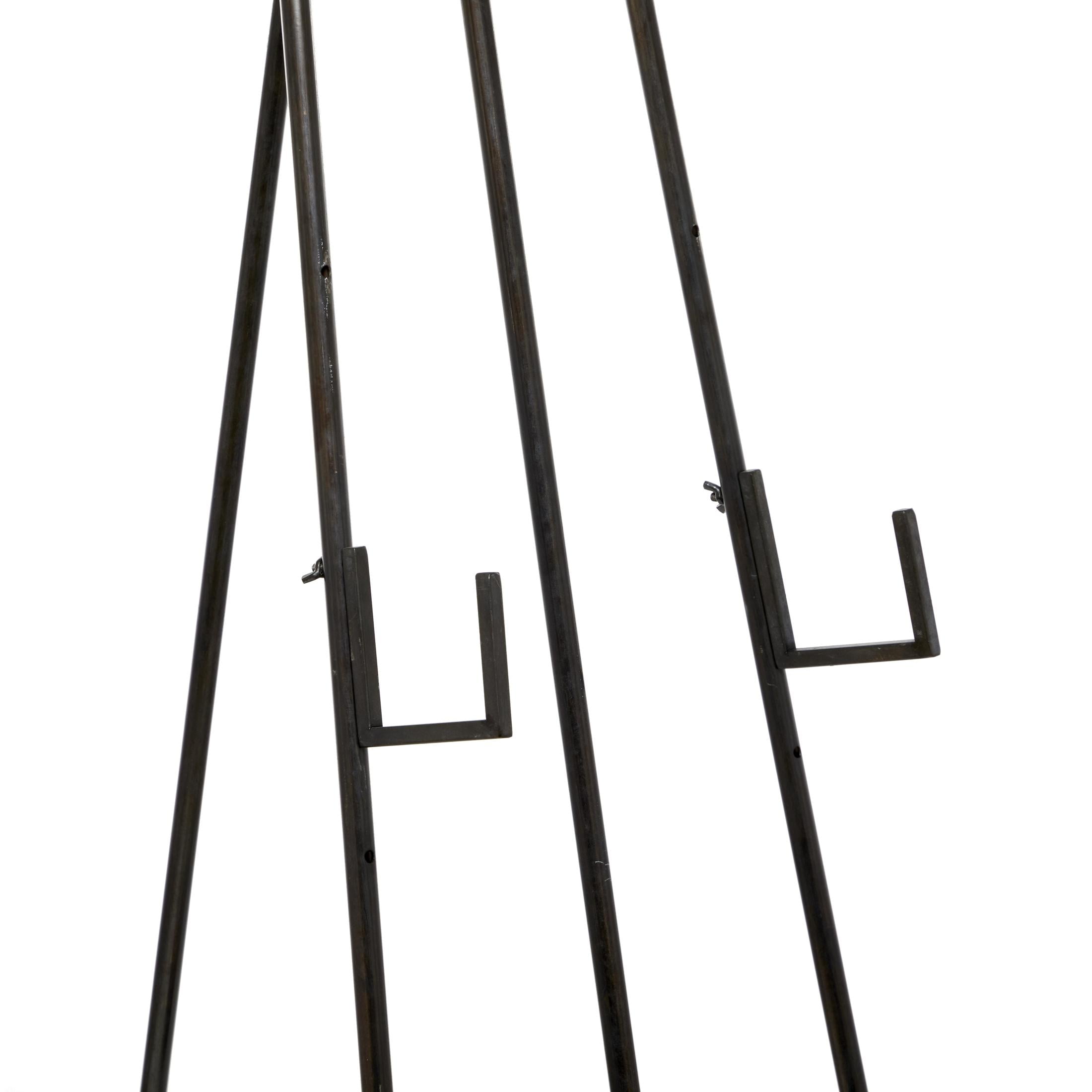 DecMode 19" x 66" Black Metal Tall Adjustable Floor 3 Tier Easel with Wood Panels, 1-Piece