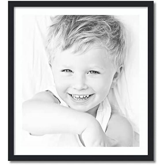 25x28 inch black picture frame with 2 inch single super white mat, singlemat-frbw26079-25x28-61