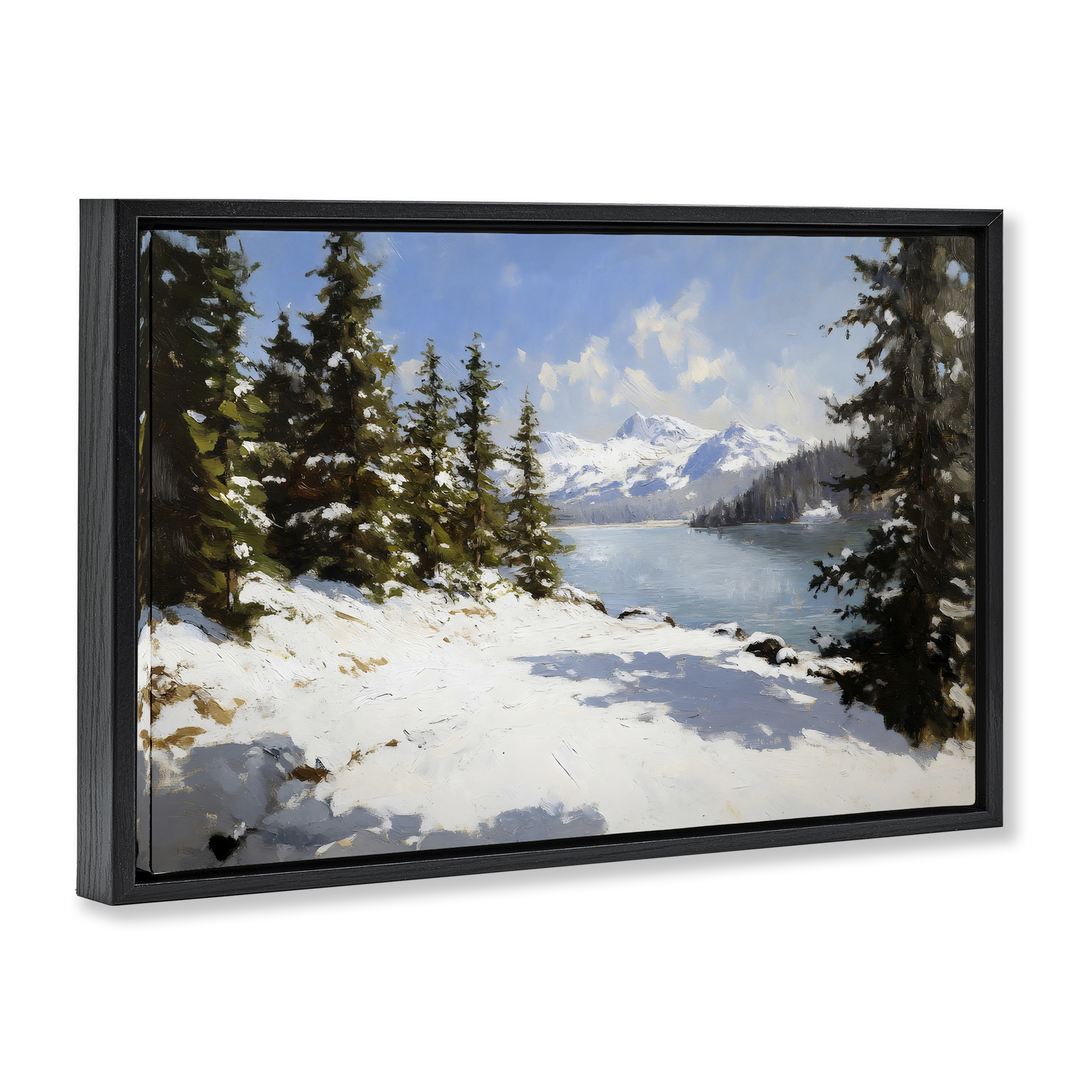 Way Up North Landscape Black Framed Floater Canvas Wall Art, design by Petal Prints Design
