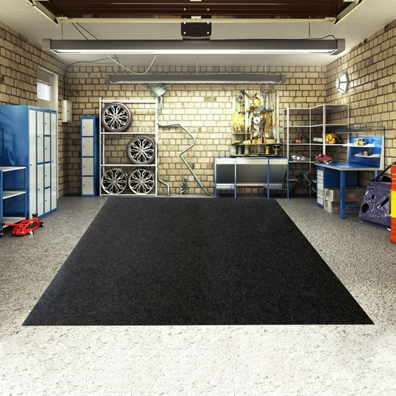 ASKMZ Floor Cushion Extra Large Garage Mat Dark Grey Garage Flooring Rug Rectangle Garage Floor Mat for Under Car, Back Checked Style