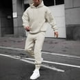 thumbnail image 2 of Men's 2 Piece Tracksuits Fleece Pullover Sweatsuits Athletic Fit Jogging Hoodie Outfit Set 2025 Beige 3XL, 2 of 3