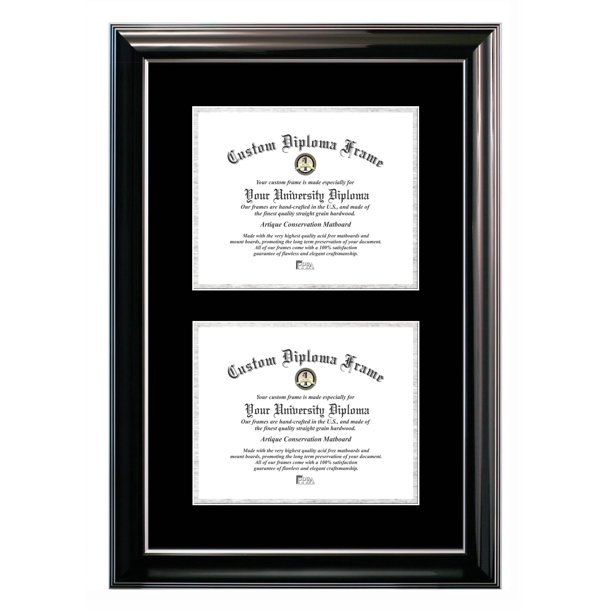 8x10 Double Degree Classic Black Certificate Frame with Black & Silver
