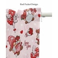 thumbnail image 5 of Red Gnomes Valentines Linen Curtain Valance for Bedroom/Bathroom/Kitchen/Office/Living/Dining Room Window,Love Heart Floral Pink Rod Pocket Topper Decorative Cafe Drapes Panel 42"x18", 5 of 6