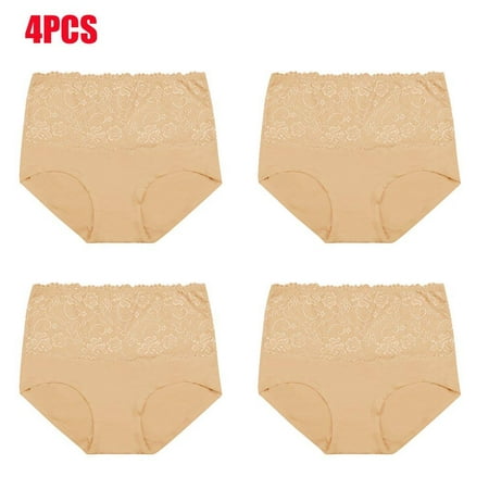 

4 Pack Womens Underwear Soft Cotton High Waist Breathable Solid Color Briefs Panties for Women 3XL