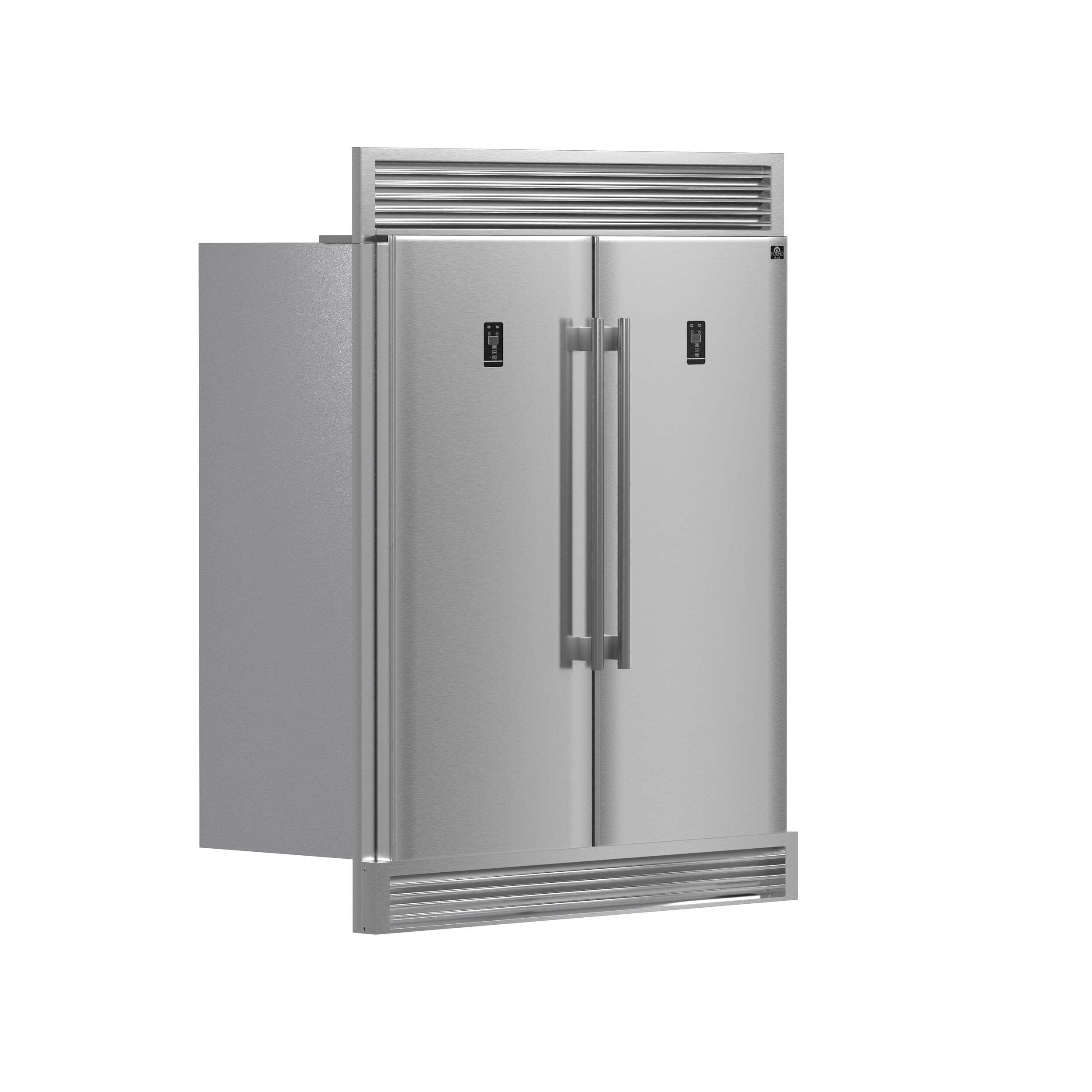FORNO Premium 2-Piece Kitchen Bundle - Capriasca 48" Stainless Steel Range, Rizzuto 60" W. Dual Combo Convertible Refrigerator