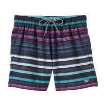 Speedo Men's 5.5" Volley Anthracite Cliff Stripe Swim Trunks - Purple, Medium