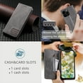 thumbnail image 5 of Men's Case for iPhone 16 Pro Wallet with Card Holder [RFID Blocking],iPhone 16 Pro Luxury Retro High Quality Leather Magnetic Flip Kickstand Shockproof Business Style Case,Grey, 5 of 13
