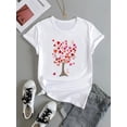 thumbnail image 4 of Camiseta con estampado de corazón y árbol de San Valentín: camiseta informal amarilla de manga corta con cuello redondo y diseño de corazones coloridos para adultos, hombres, mujeres, adolescentes, jó, 4 of 7