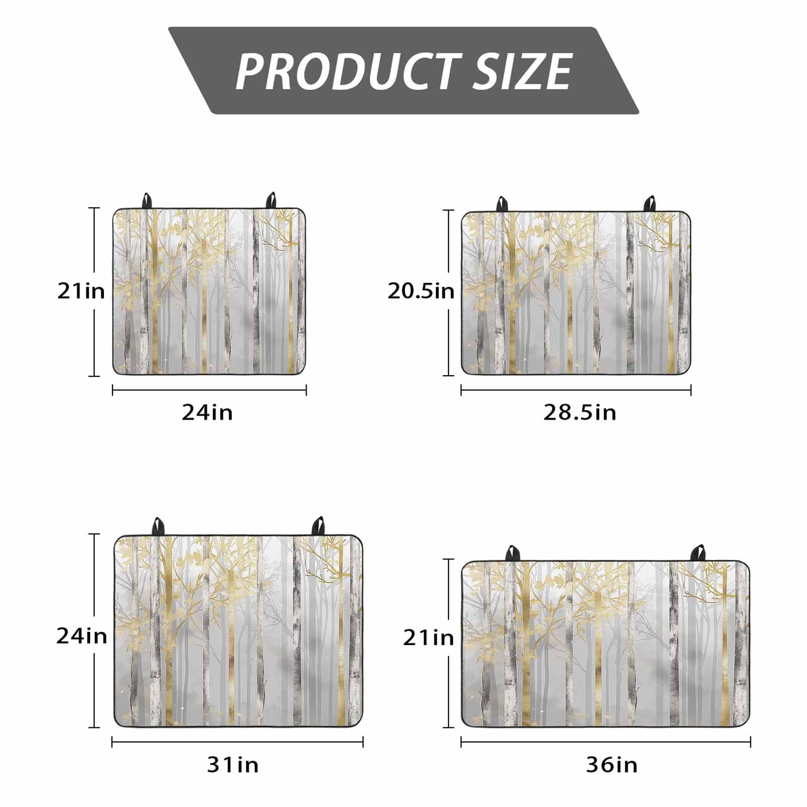 Golden Grey Tree Stove Top Cover for Electric Stove, Heat-proof & Non Slip Glass Top Stove Cover Protector, Oil Painting Forest Abstract Art Kitchen Flat Cooktop Rubber Mat 24x21 Inches