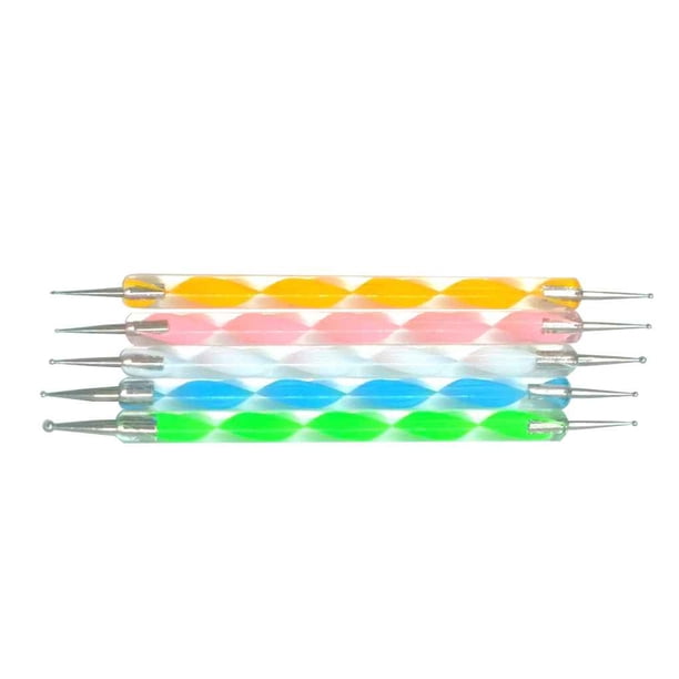 Guardurnaity Bolígrafo para puntear uñas de doble punta, 5 uds., cuentas de diamantes de imitación, lápiz de cera para manicura, herramientas para Juegos de manicura Guardurnaity MJ0817-00