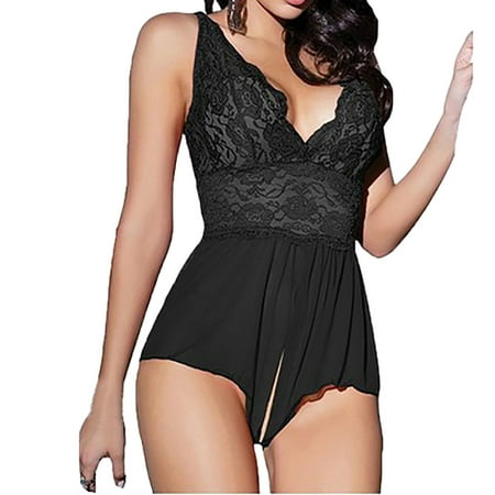 

Flash Sale HIMIWAY Women Lace Seductive Passion Lingerie Deep V Halter Babydoll G-string Dress BK XXL Show Your Sexy Charm Ignite Your Passion Super Discount Private Delivery Black XXL