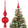 thumbnail image 1 of wonima02 Mercury Glass Finial Christmas Tree Topper 12 Inches Vintage Spherical Xmas Tree Topper Mid Century Christmas Ornament for Home Xmas Holiday Party Decorations(Red), 1 of 1