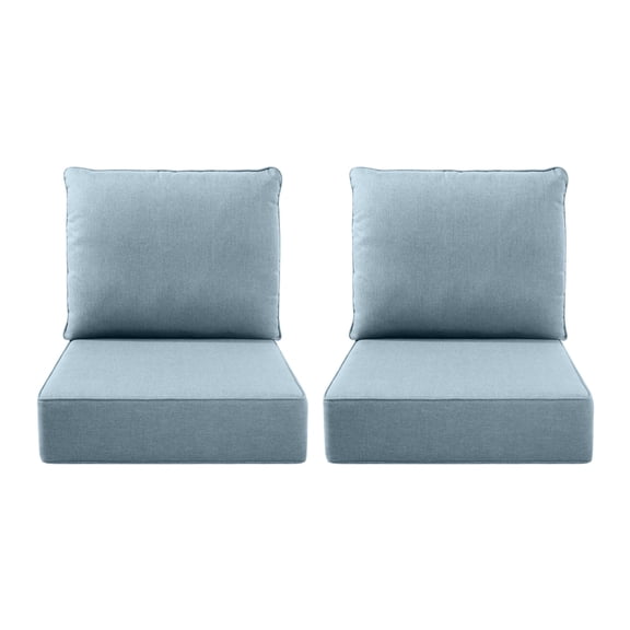 Joyofarm 6" Thick Outdoor Chair Cushions, 24" x 22" x 6" Outdoor Cushions for Patio Furniture, Deep Seat and High Back Cushion for Patio Rocking Dining Chair and Couch, Baby Blue (Set of 2)