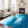 thumbnail image 2 of 5'x7' Area Rugs, Blue Indoor Outdoor Area Rug for Living Room Bedroom, Modern White Oil Painting Art Abstract Washable Bathroom Rugs Kitchen Floor Carpet Mats Home Decor Aesthetic, 2 of 8