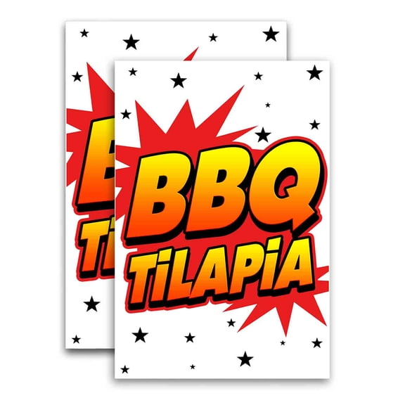 BBQ Tilapia (24" X 36") Vinyl Decal Only (Pack of 2) |Sign|Sticker|Poster